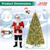 7 ft pre-lit artificial Christmas tree with 350 adjustable warm LED lights, featuring a stable base and gloves included for setup.