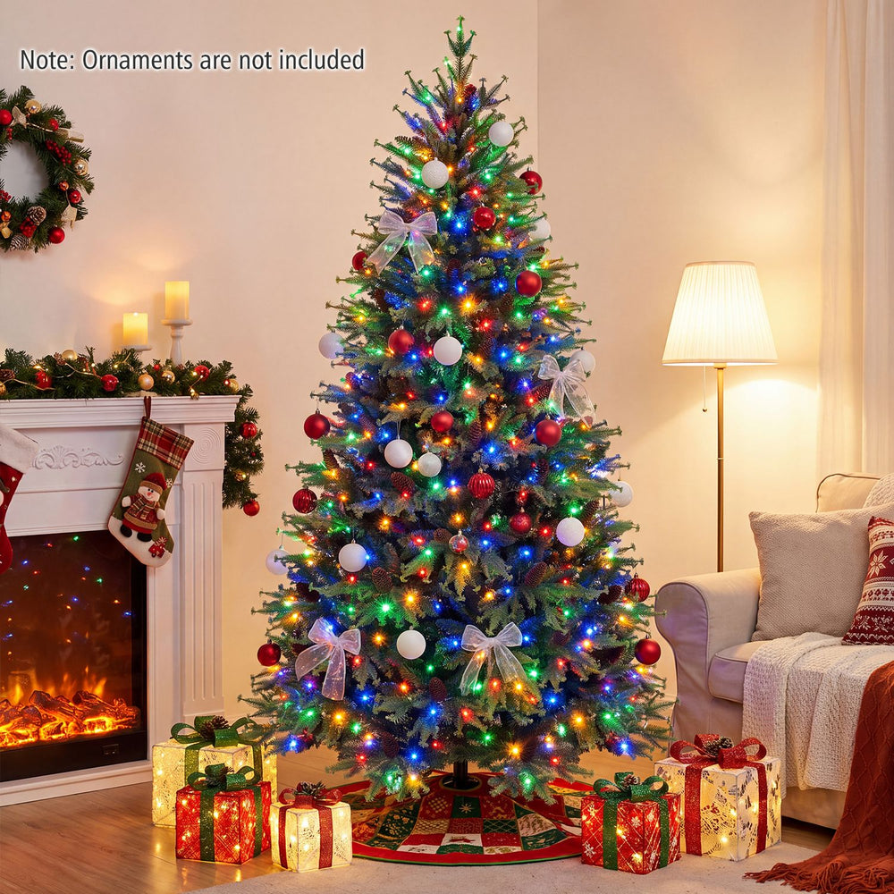 7 FT Pre-Lit Artificial Christmas Tree with Warm White and Multicolor LED Lights - Gallery View 1 of 10