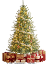 7 FT pre-lit artificial Christmas tree with 400 warm and cool white LED lights, shown decorated in a living room.