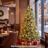7 FT pre-lit artificial Christmas tree with 400 warm and cool white LED lights displayed with ornaments and gifts.