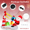 7-foot inflatable Santa with slingshot and LED lights, made of weather-resistant fabric for outdoor holiday decoration.