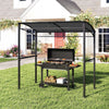 Gray 7 feet grill gazebo with serving shelf and storage hooks, perfect for outdoor cooking and entertaining.