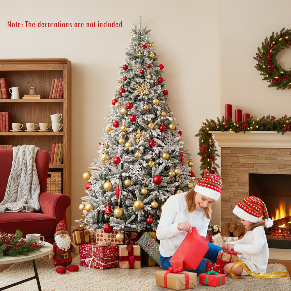 Half artificial Christmas tree with 852 flocked branch tips, perfect for saving space against the wall during the.