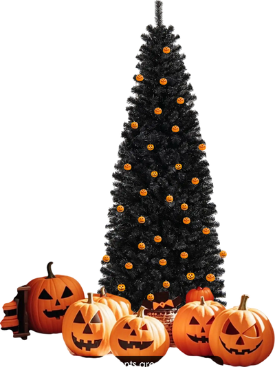 Costway Pre-lit Halloween Christmas Tree 7' Warm White Lights PVC Branch Tips 94103687 New