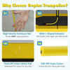 High density enclosure net and soft foam covers ensure safety for kids on this 7 feet yellow trampoline for indoor and.