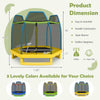 Kids recreational bounce jumper trampoline in yellow, 7 feet, featuring a safety enclosure net and durable construction.