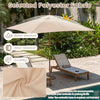 Beige 7 feet outdoor rectangular patio umbrella features a water-resistant polyester canopy and adjustable height for versatile shade.