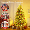 7-foot pre-lit artificial Christmas tree with soft branch tips, ideal for festive home decoration and holiday.