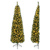 Prelit 7 feet half-shape Christmas tree with 150 LED lights and 8 lighting modes, perfect for small space decoration.