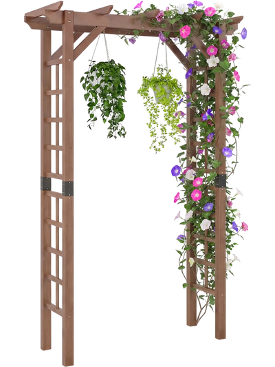 Costway 7' Wooden Garden Arch Arbor Trellis for Climbing Plants 67599778 New