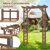 7 ft wooden garden arch arbor in rustic brown with sturdy lattice trellises for climbing plants and elegant arch.