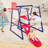 Colorful 7-in-1 metal toddler climbing toy with slide, basketball hoop, and climbing features for active play and.