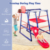 7-in-1 metal toddler climbing toy with slide and basketball hoop, promoting physical skills and social development for.