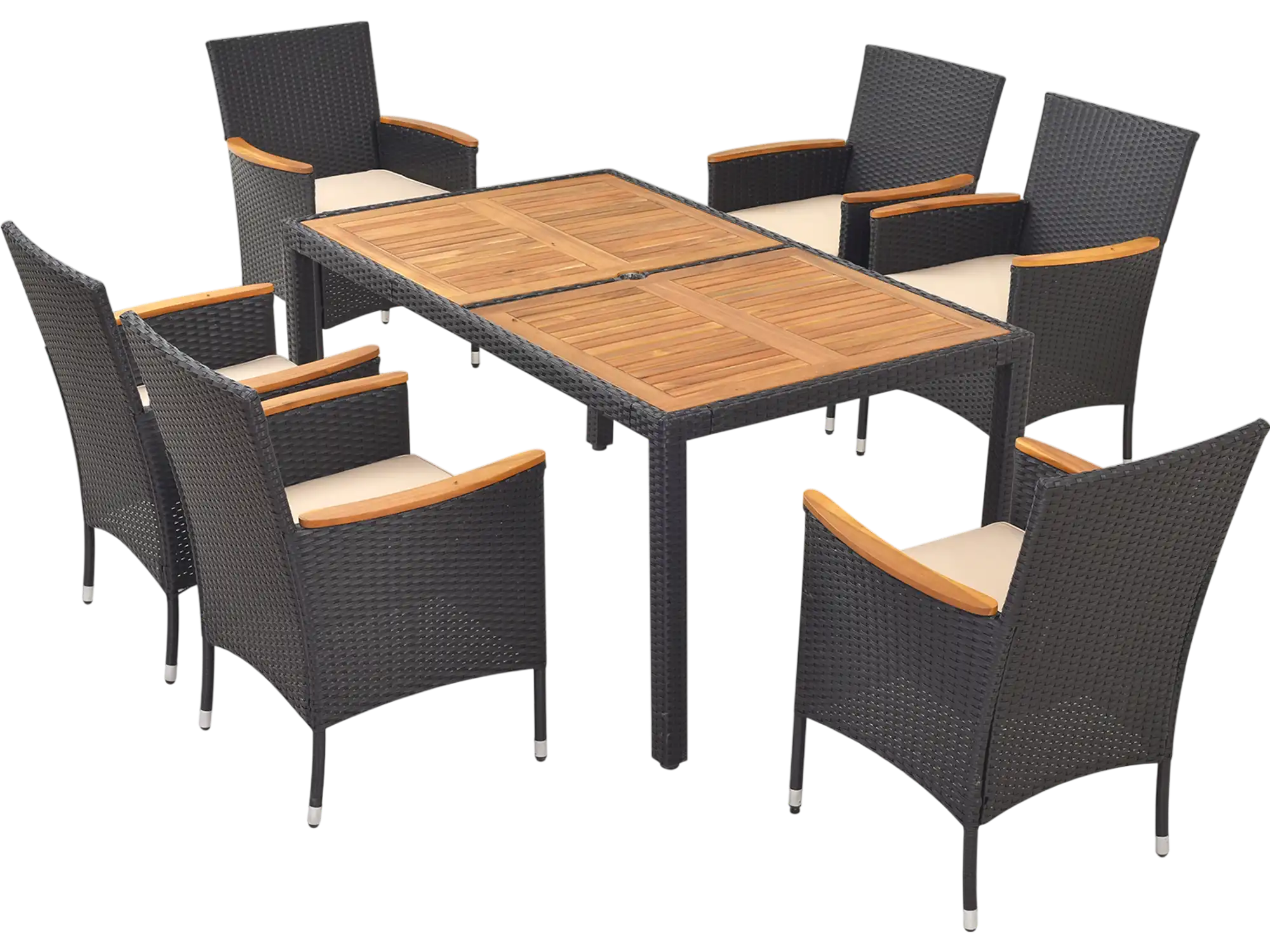 Costway 7-Pc Outdoor Rattan Patio Dining Set w/ Umbrella Hole 82947153 New