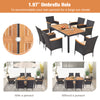 7-piece outdoor dining set featuring a 1.97" umbrella hole, acacia wood tabletop, and padded cushions for backyard.