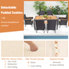 Detachable padded cushion from the 7-piece outdoor dining set, featuring waterproof fabric and zippered design for easy.