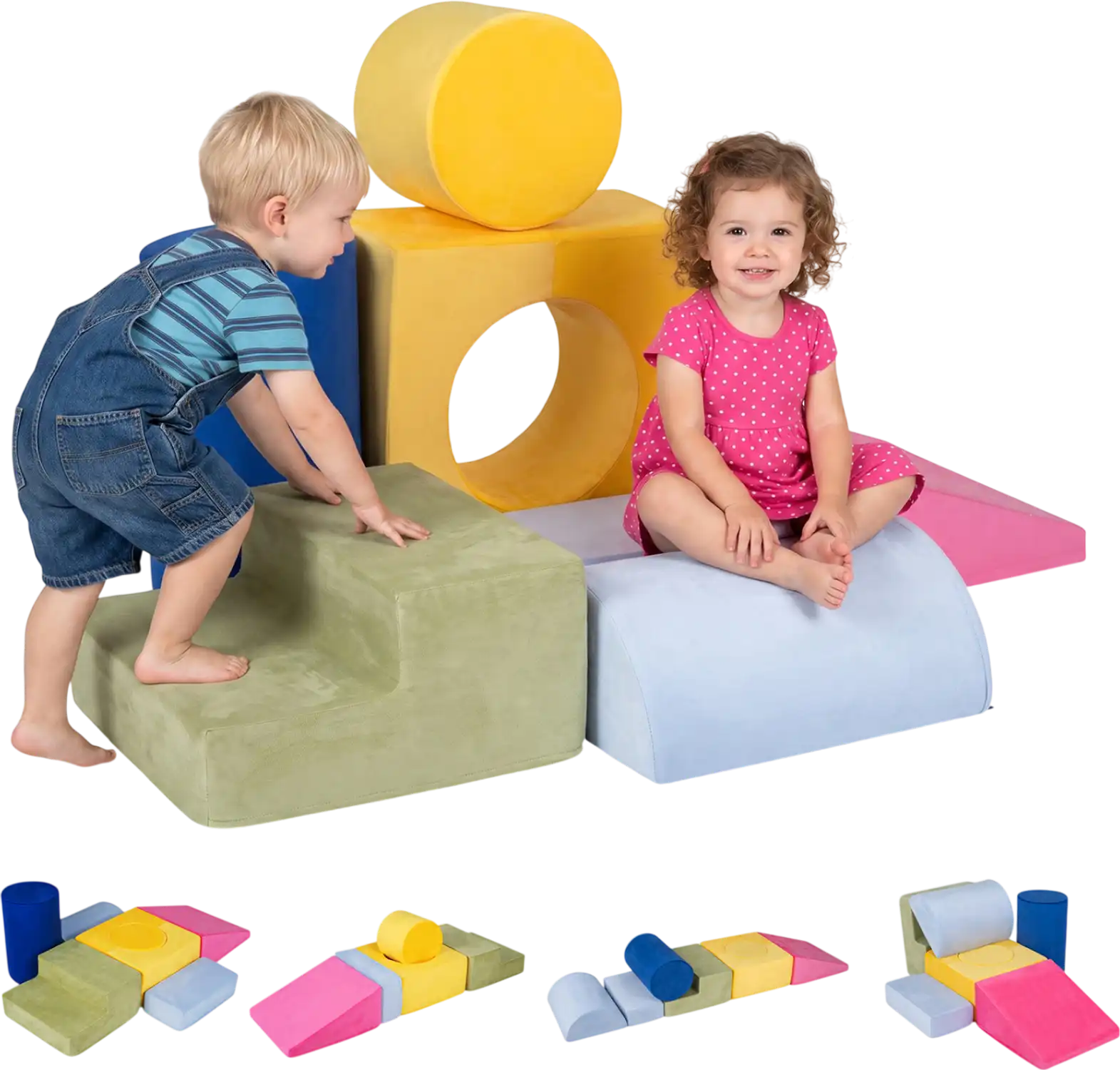 Costway 7-Piece Foam Climbing Blocks for Toddlers Detachable Covers 40384130 New