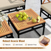 Acacia wood tabletop of the 7-piece outdoor conversation set, showcasing natural elegance and durability for outdoor.