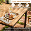 Close-up of the smooth acacia wood tabletop showcasing natural beauty, perfect for enhancing outdoor dining experiences.