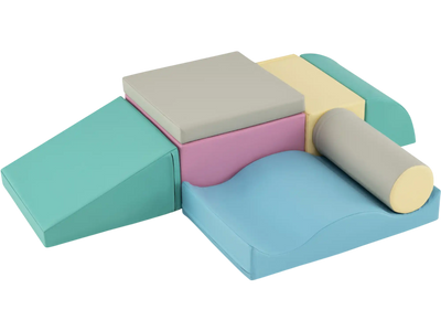 Costway 7-Piece Soft Play Foam Climbing Blocks Slide Set 453129768 New