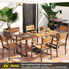7-piece acacia wood patio dining set with metal frame, featuring a 2-inch umbrella hole, perfect for outdoor gatherings.