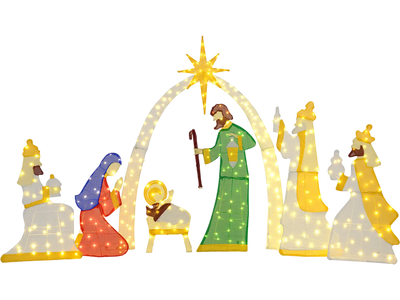 Costway 7-Piece Lighted Nativity Scene 310 Warm White LED Lights 14949303 New