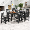 7-piece black outdoor dining set featuring a 67-inch HDPE table and 6 ergonomic armchairs for patio gatherings.
