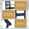 High backrest and contoured seat of a black HDPE armchair, designed for optimal comfort and support in outdoor dining.