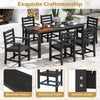 7-piece outdoor dining table set featuring a 67-inch HDPE table and 6 ergonomic black armchairs for patio gatherings.