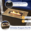 32-inch propane fire pit table with a simple ignition system and 40,000 BTU heat output, perfect for outdoor gatherings.