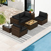 7 Pieces Outdoor Furniture Set with 32 Inch Fire Pit Table and Propane Tank Cover-Black - Gallery View 1 of 11