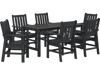 Black 7-piece patio dining set with HDPE weather-resistant table and chairs, perfect for outdoor dining and relaxation.