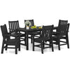 7-piece black patio dining set featuring HDPE weather-resistant table and chairs, perfect for outdoor dining.