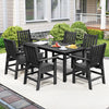 7-piece black patio dining set featuring a large table and comfortable chairs, perfect for outdoor gatherings.