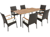 7 Pieces Patio Wicker Dining Set with Detachable Cushion and Umbrella Hole