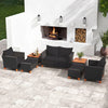 7 Pieces Patio Furniture PE Rattan Sectional Sofa Set with Armchairs and Table-Black - Gallery View 1 of 10