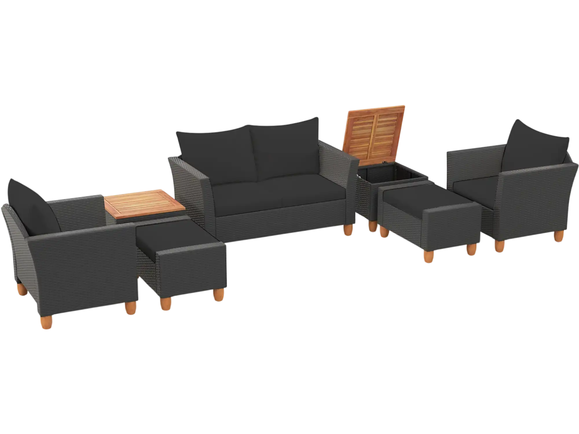 Costway 7-Pc Patio PE Rattan Sectional Sofa Set w/ Armchairs & Table 28739654 New