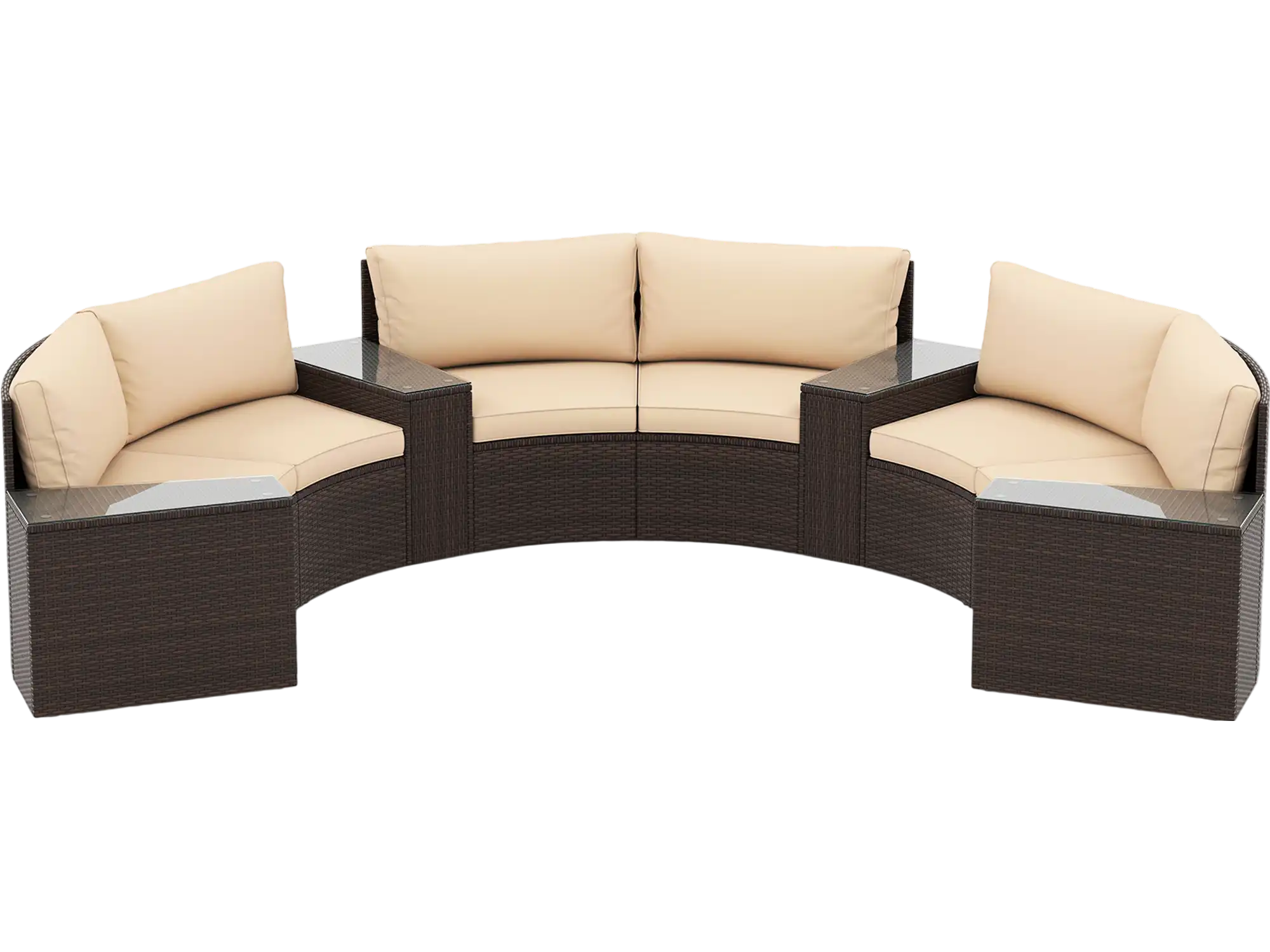 Costway 7-Pc PE Rattan Half-Moon Curved Patio Furniture Set with Side Tables 368295714 New