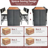 7-piece patio rattan wicker dining set with a table and 6 bar stools, featuring waterproof material and space-saving.