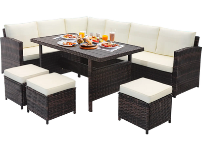 Costway 7 Piece Wicker Patio Furniture Set White 71395624 New