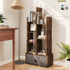 7-Tier Open-Back Bookshelf with Drawer-Rustic Brown - Gallery View 1 of 10