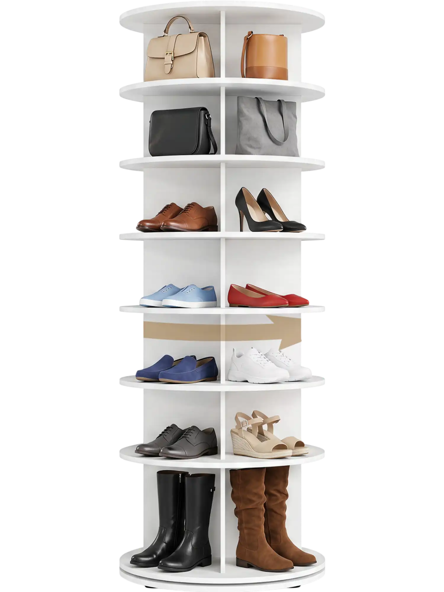 Costway 7-Tier Rotating Shoe Rack Tower Freestanding Spinning Organizer 35912518 New