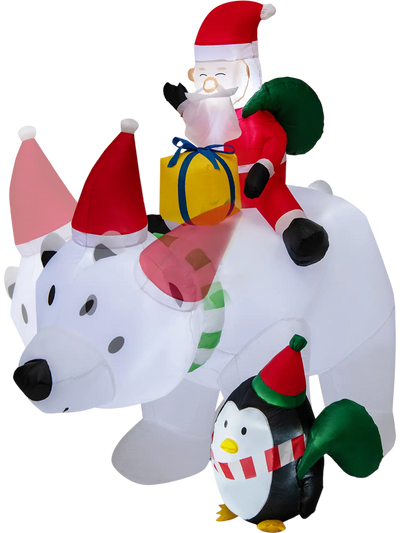 Costway 7' Inflatable Santa Claus Riding Bear Penguin Gift Bags Gift Box 63954128 New