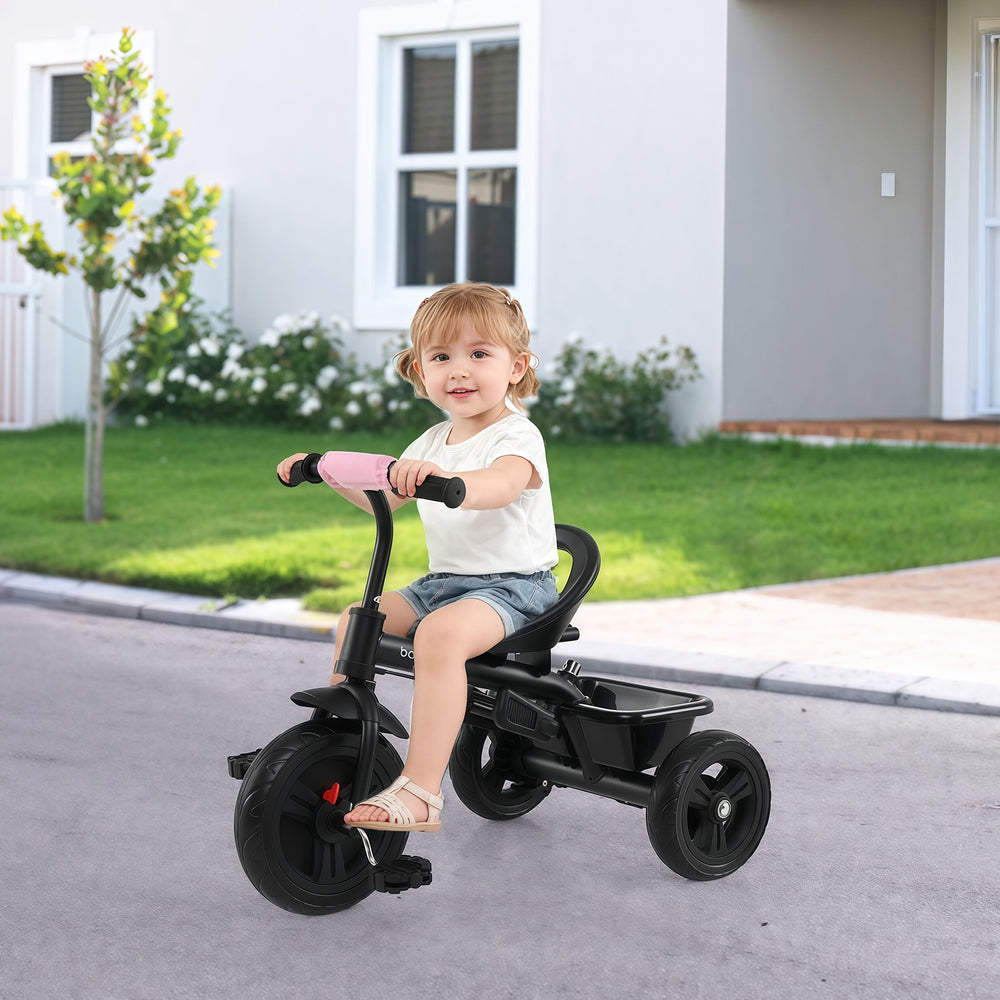 7-in-1 Baby Stroller Tricycle with Adjustable Canopy and Foldable Footrests for Ages 9-60 Months Old-Pink - Gallery View 1 of 10