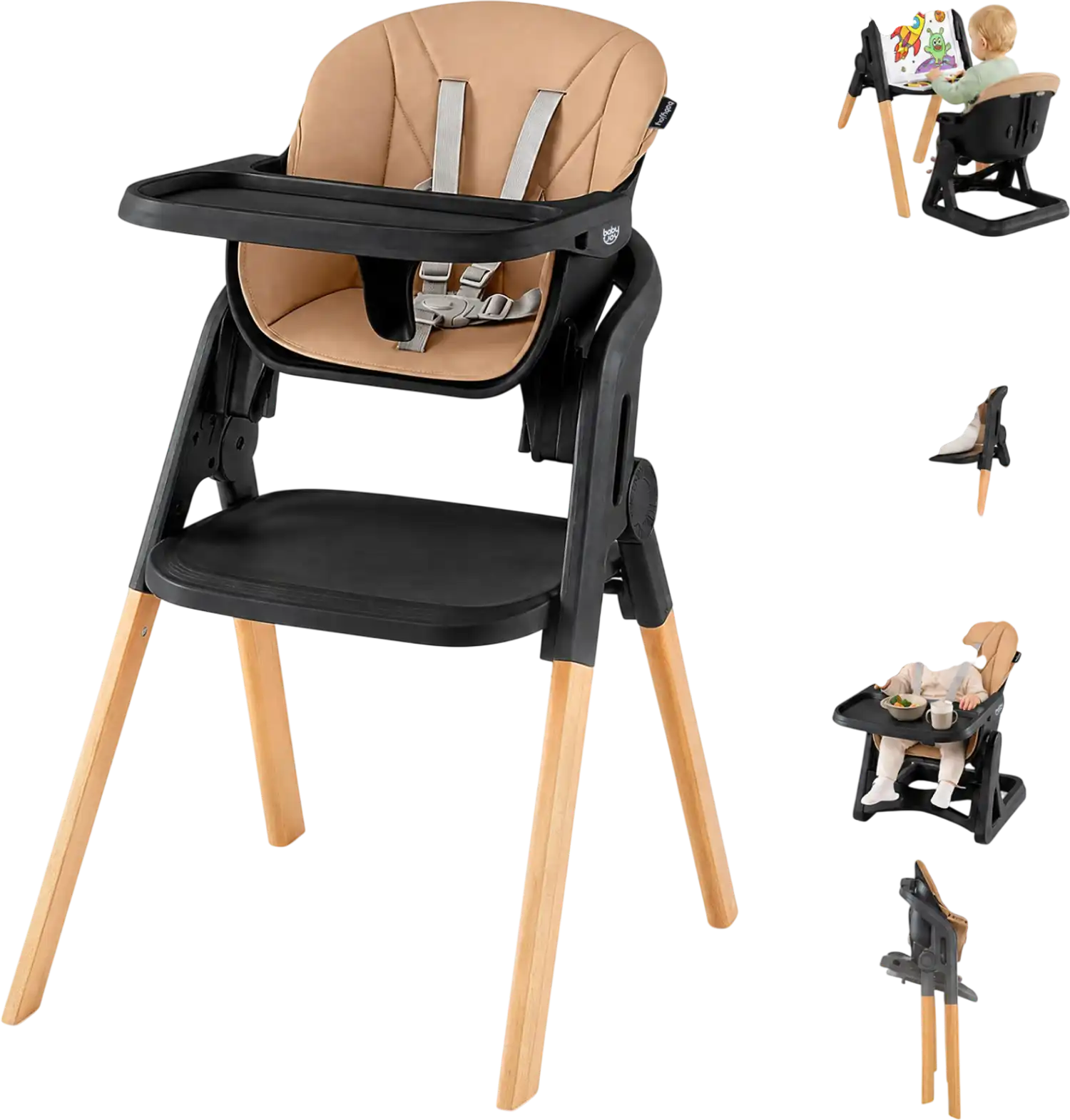 Costway 7-in-1 Convertible Foldable Baby High Chair Adjustable Tray 26389343 New