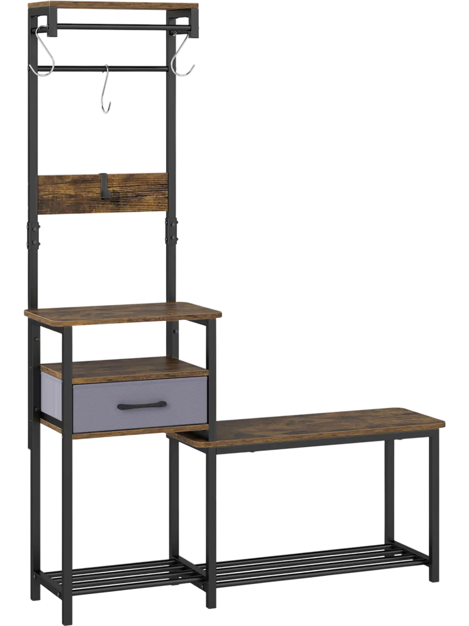 Costway 7-in-1 Entryway Hall Tree Shoe Bench Hooks Removable Drawer 14951612 New