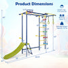 7-in-1 indoor jungle gym for toddlers features a slide, climbing ladder, basketball hoop, and rings for active play.