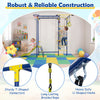 7-in-1 indoor jungle gym for toddlers featuring climbing bars, slide, and basketball loop for active play and coordination.