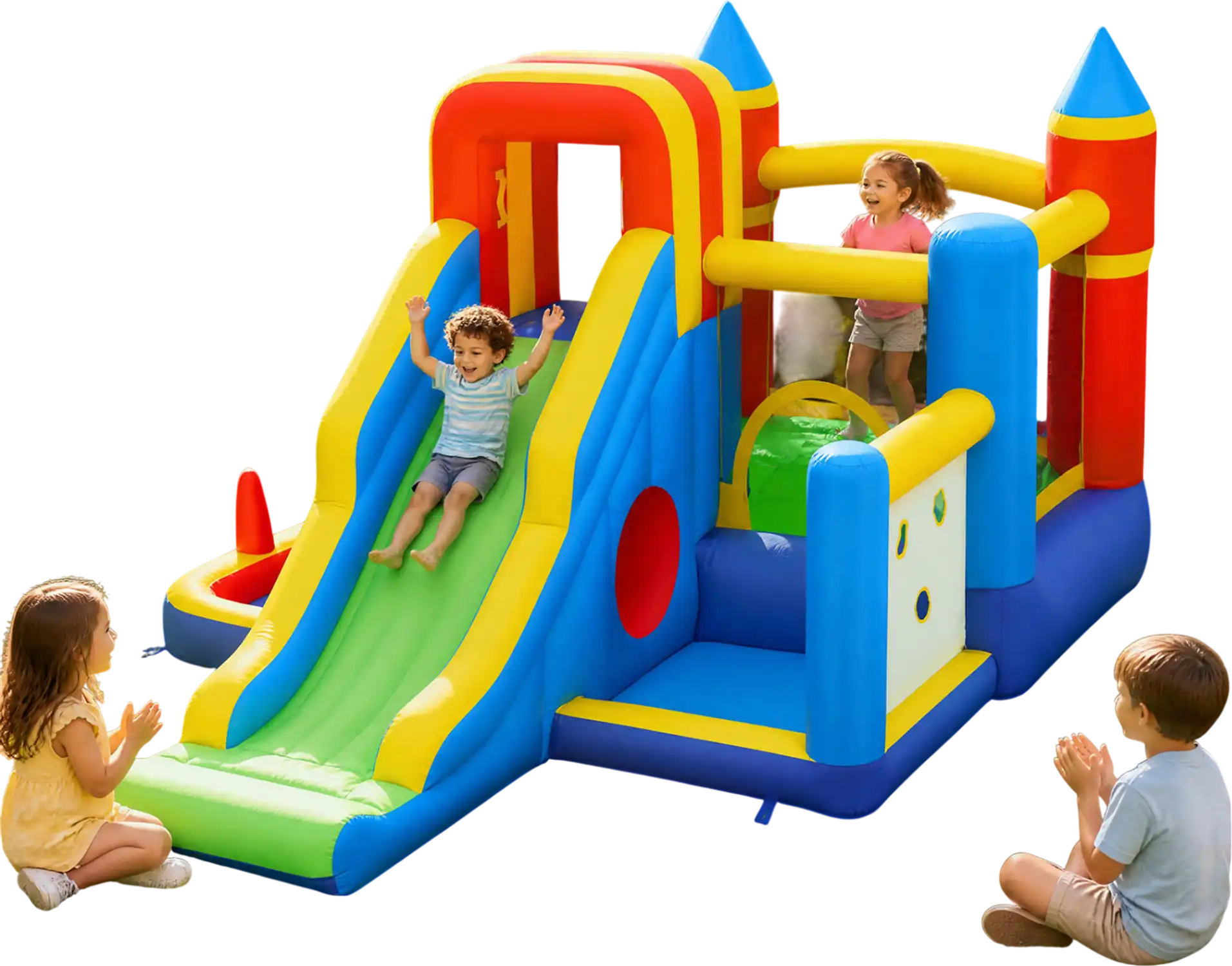 Costway 7-in-1 Inflatable Bounce House Slide Ball Pit w/ 680W Blower 35059395 New