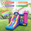 Kids enjoy the 7-in-1 inflatable bounce house with slide, featuring mesh walls and vibrant colors for outdoor fun.